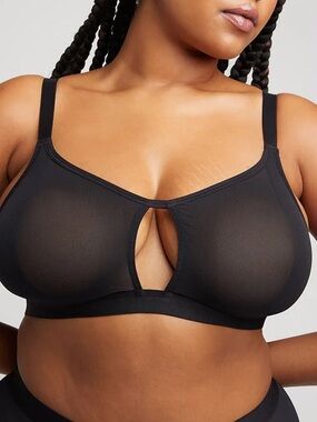 NEW Negative Underwear Sieve Plus Cutout Bra 5+ 38-40 DD Black Mesh Sheer
